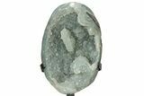 Sparkling, Green Druzy Quartz Geode With Metal Stand #233928-1